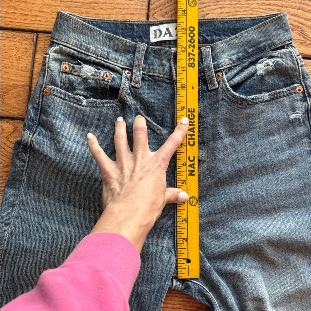 DAZE Women Sz 26 Bootcut Flare Raw Hem Sids Slit Tough Love Jeans Organic Cotton - Picture 11 of 13